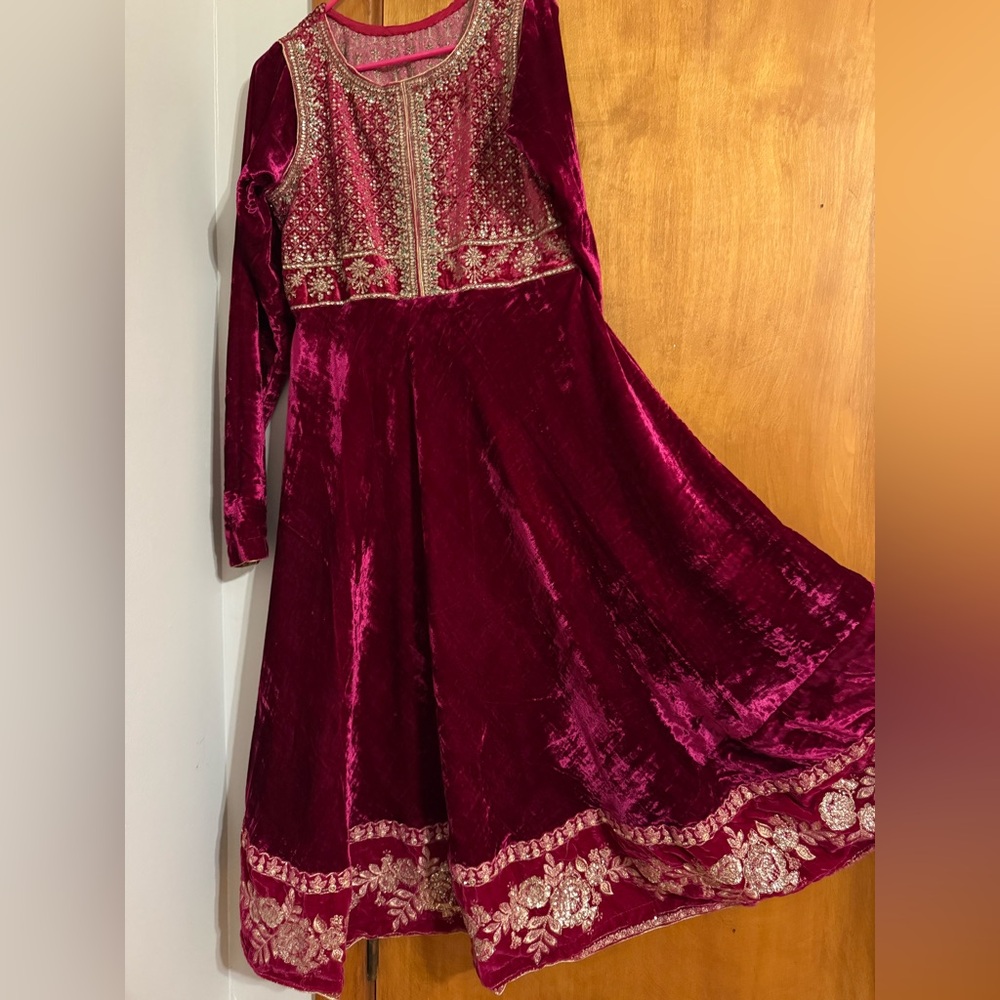 Elegant Velvet Embroidered Dress